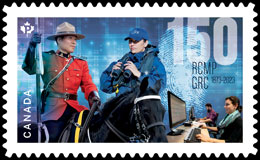 150 лет Королевской канадской конной полиции. Почтовые марки Канады.