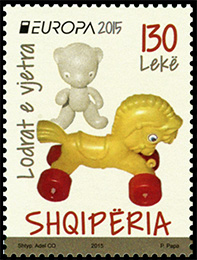 Европа 2015. Старые игрушки. Почтовые марки Албании.