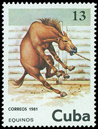 Лошади. Почтовые марки Кубы.