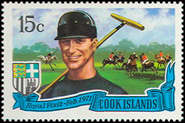 Prince Philip's visit to Rarotonga island . Postage stamps of Cook Islands.
