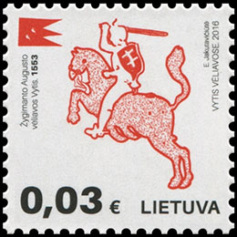 Lithuanian Vytis on Flags. Postage stamps of Lithuania.