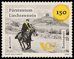 Европа. Древние почтовые маршруты. Почтовые марки Лихтенштейна.