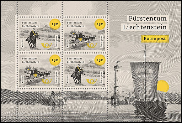 Europe. Ancient Postal Routes. Postage stamps of Liechtenstein.