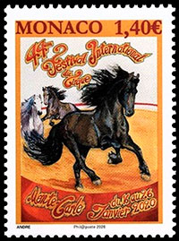 44-й Международный цирковой фестиваль в Монте-Карло. Почтовые марки Монако.