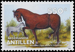 Donkeys, Horses and Mules. Postage stamps of Netherlands Antilles.