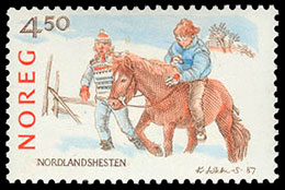 Norwegian horse breeds . Postage stamps of Norway.
